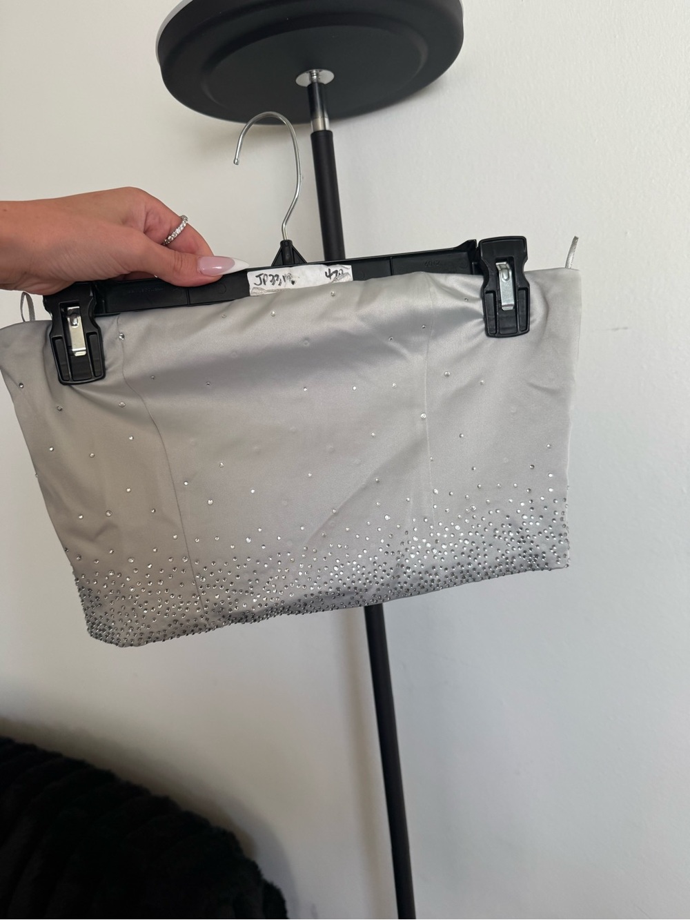 Zara Silver Crystal-Studded Evening Clutch